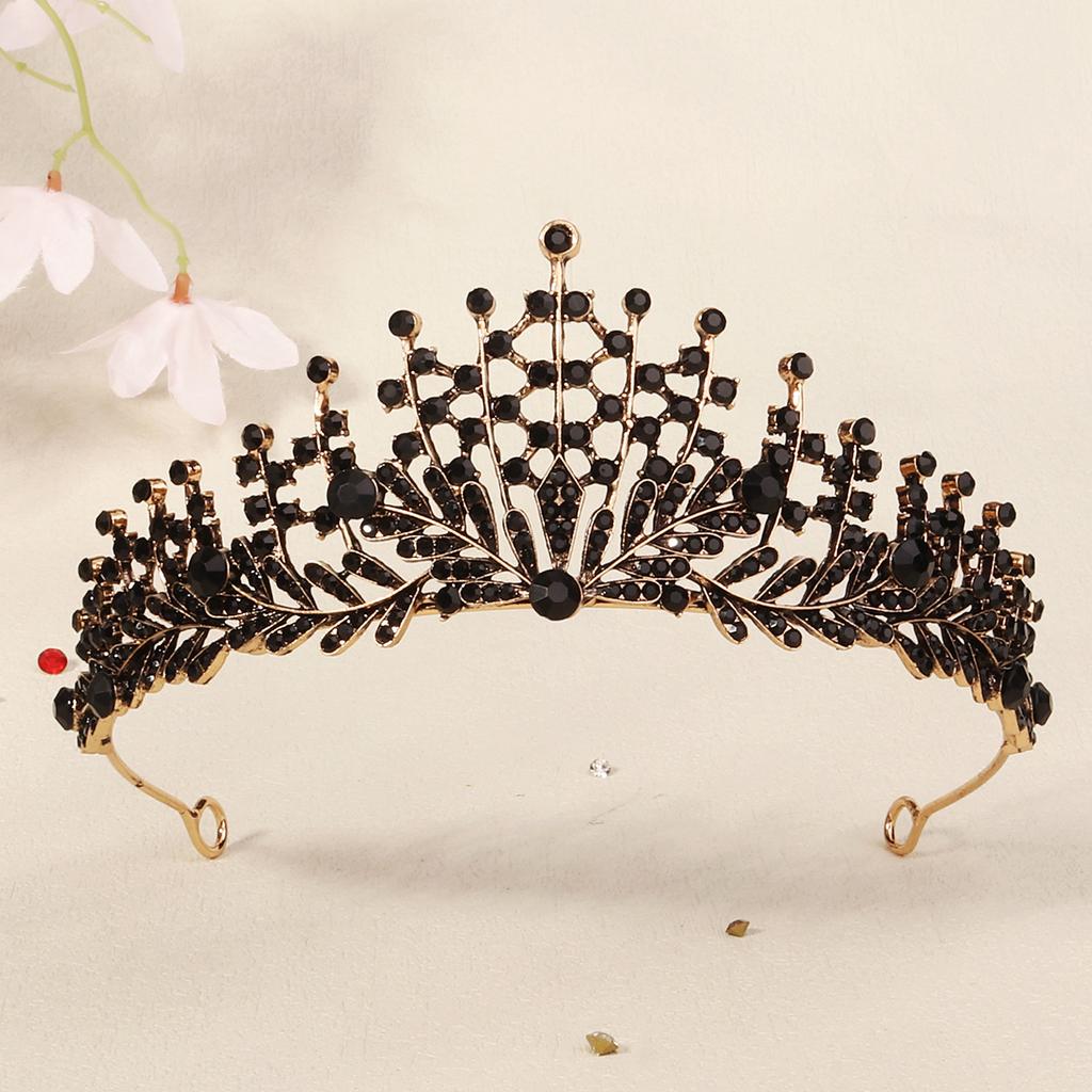Halloween Jewelry Rhinestone Alloy Crown Holiday Party Dance Dress Headdress High-end Black Crown