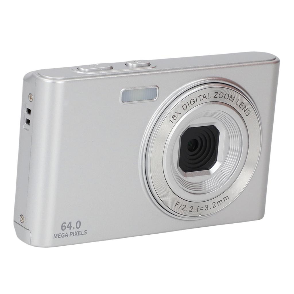 Retro Camera 4K Video 64MP Photo 18X Digital Zoom Student Camera for Travel Photography Silver