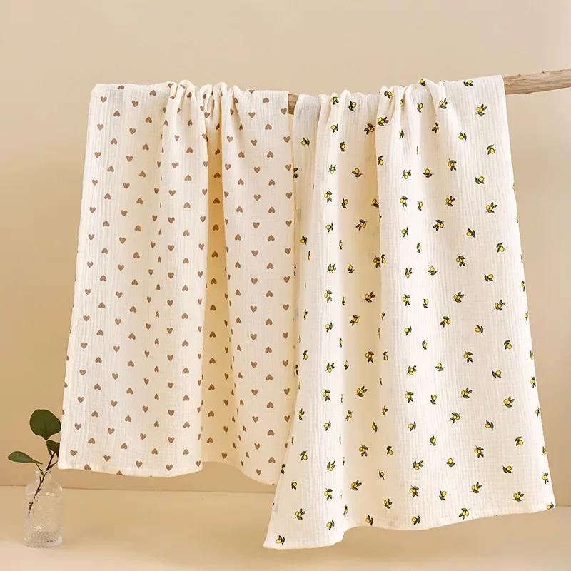 Pure Cotton Double-layer Crepe Cloth Bath Towel Newborn Swaddling Cloth Cotton Solid Color Gauze Wrapping Blanket