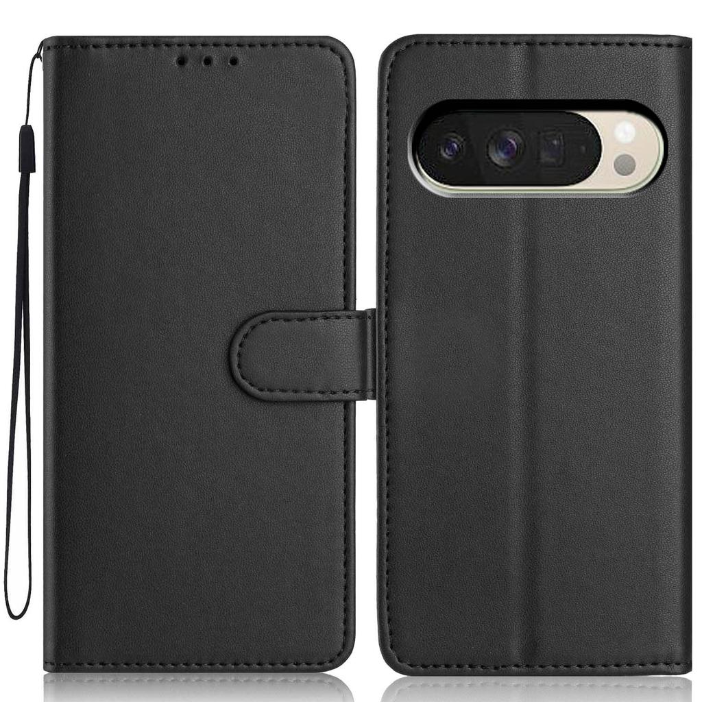For Google Pixel 10 Pro XL/9 Pro XL Wallet Case with Strap/Multiple Card Slots Solid Color Leather Stand Phone Cover