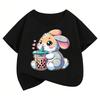 Cute Rabbit Graphic Kids Tshirts Summer Short Sleeve Tees Cartoon Animal Boys Girls Clothes Kawaii Tops Y2K Children T-shirt