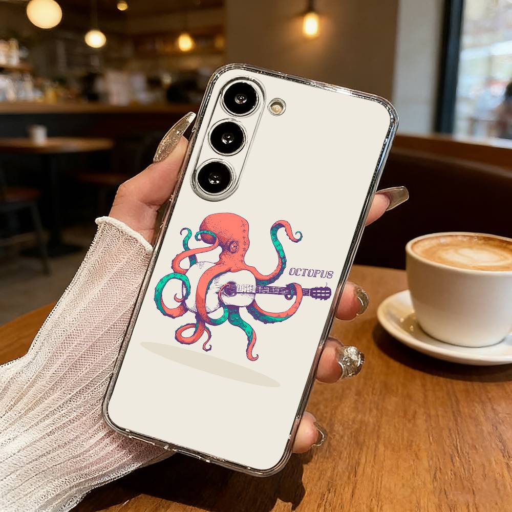 O-Octopus S-Sea Animals O-Ocean Phone Case For Samsung S25,S24,S21,S22,S23,S30,Ultra,S20,Plus,Fe,Lite Transparent Cover