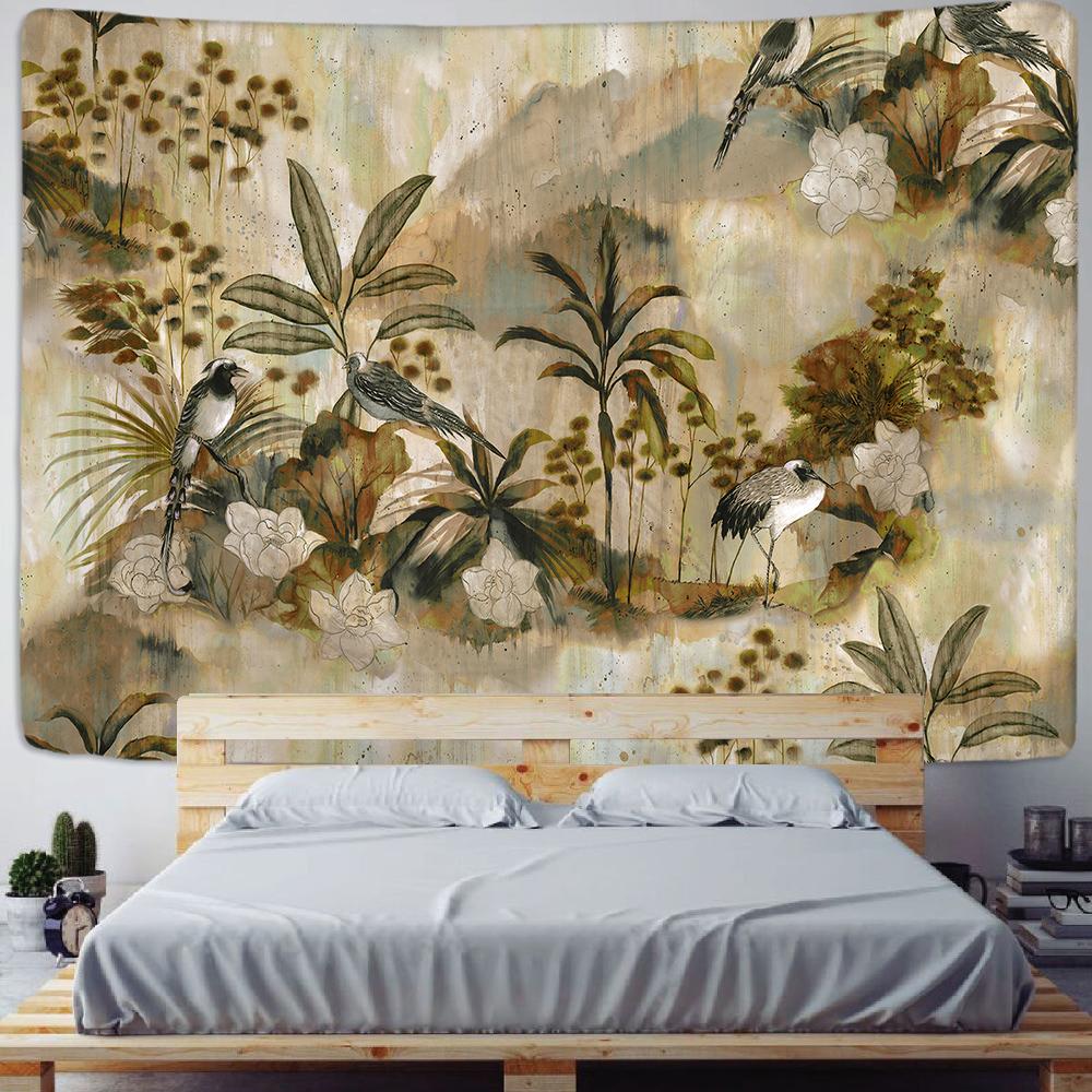 Tropical plant printed tapestry wall hanging Nordic ins home living room bedroom fabric  painting background decoration