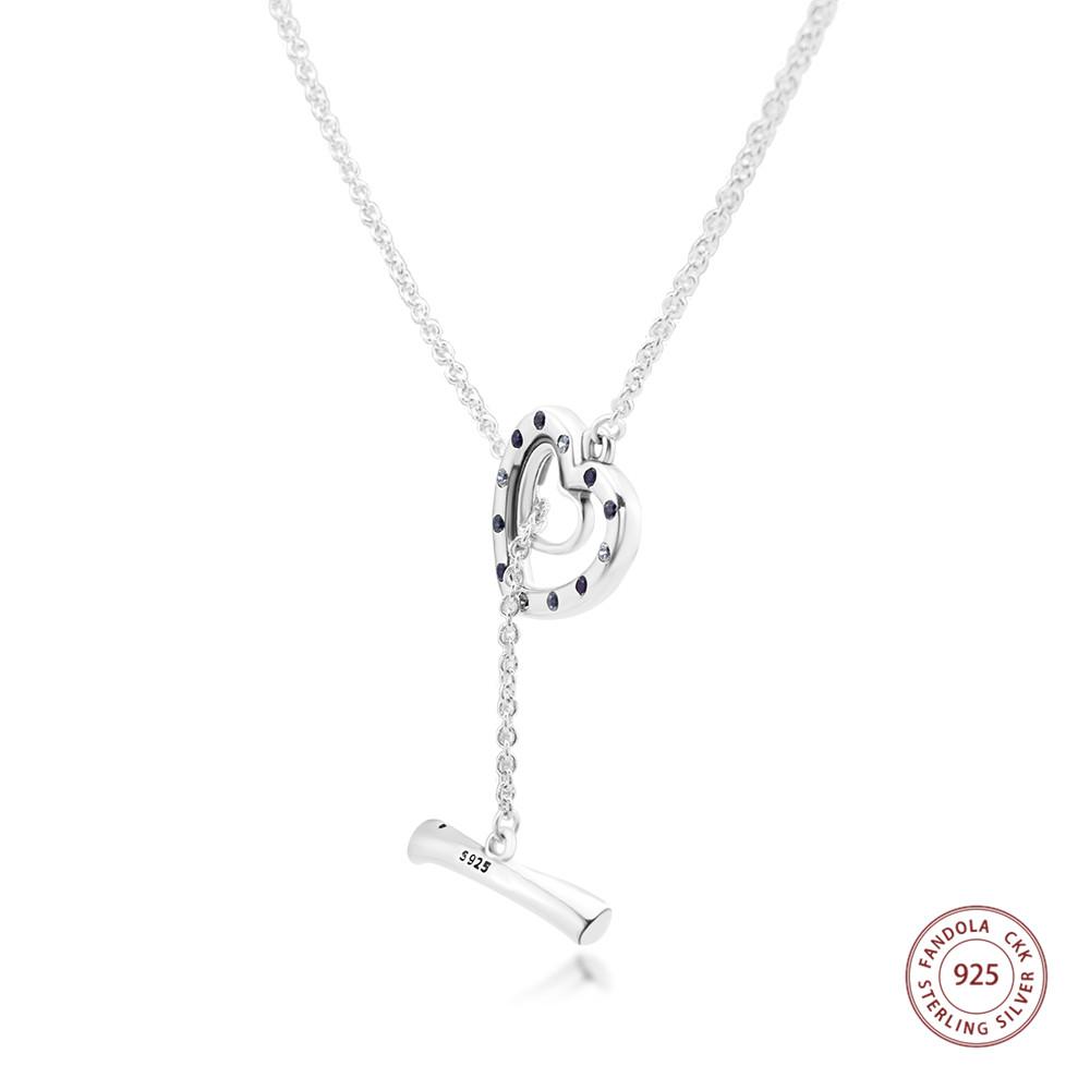 Modne naszyjniki z zawieszką Jasne Serca ze Srebra Próby 925 dla Kobiet Naszyjnik z Łańcuszkiem Ogniwkowym Collier Biżuteria 925