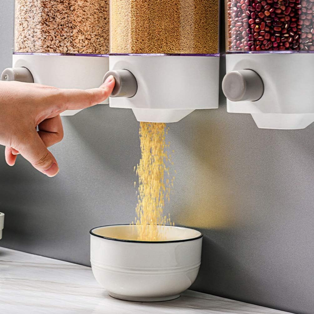 Kichvoe Rice Dispenser Wall Mount Dry Food Dispenser Grain Storage Container Cereal Dispenser Rice Bucket Rice Storage Tank Grain Canister Food