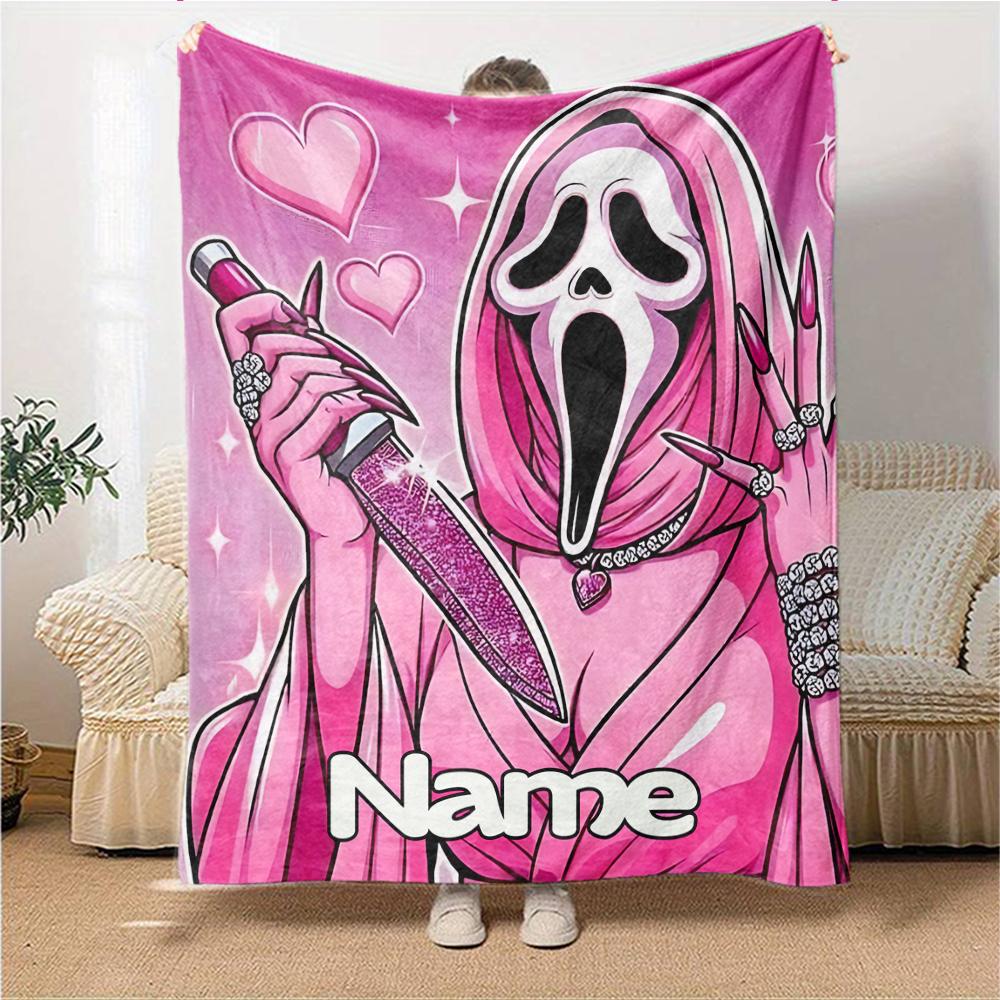 Custom Name Horror Movie Mashup blanket for Couch & Bed, Plush Cozy Fuzzy Blanket Super Soft & Warm Blankets for Fall and Winter. 0908133