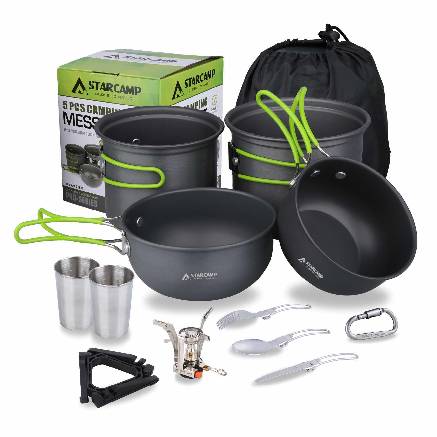 STARCAMP 13-Piece Outdoor Camping Cookware Set with Gas Stove