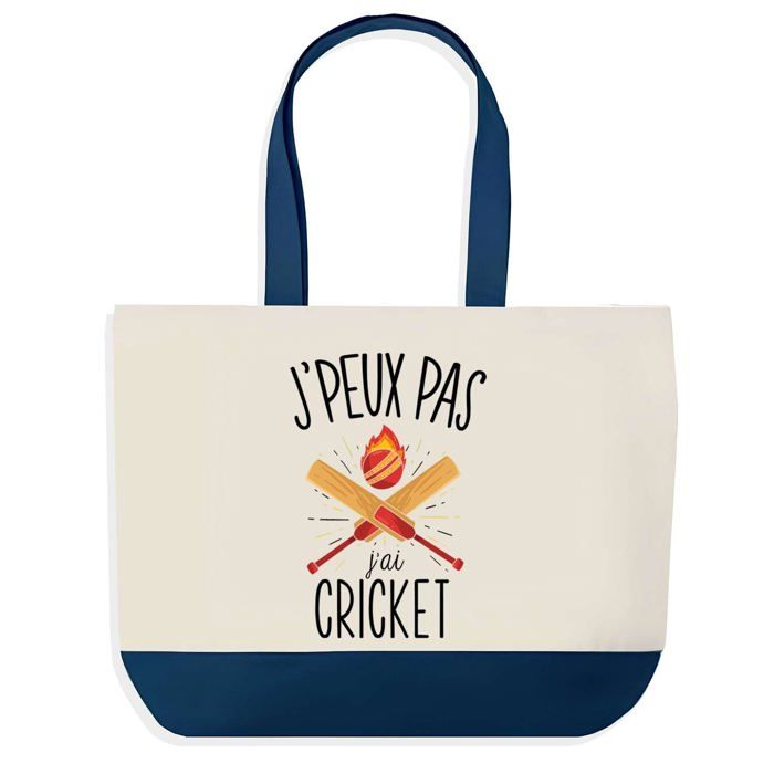 Tote bag - PLANETEE - Sac shopping fond bleu J'peux pas Cricket - 40x45 cm - Coton - Fabriqué en France