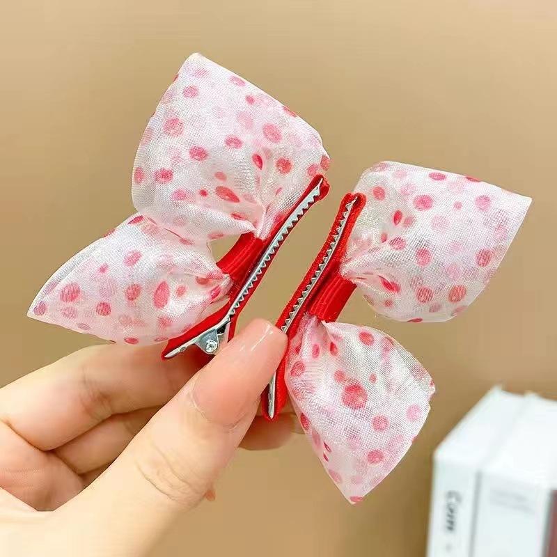 2PCS New Princess Gradient Color Bow Girls Hairpins Lovely Children Headwear Hairgrip Hair Clips Barrettes Hair Accessories