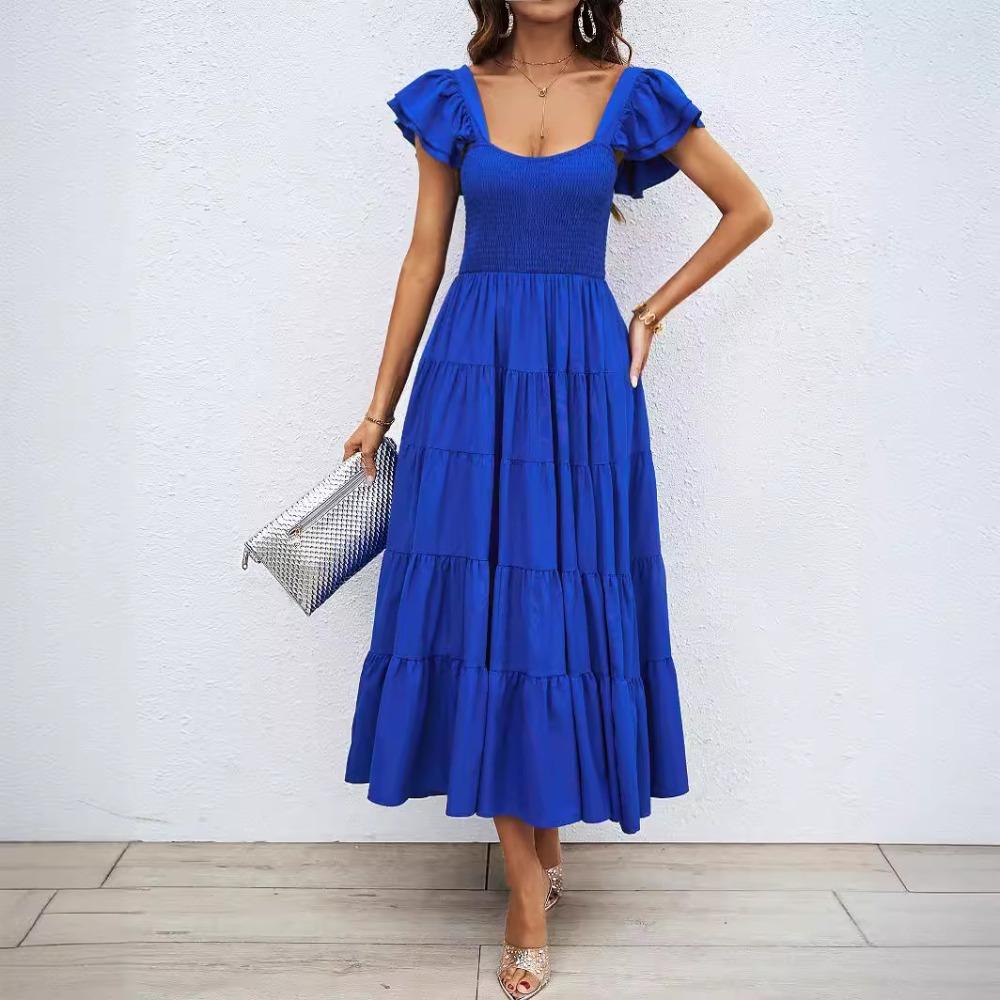 Summer Casual Square Neck Ruffle Sleeve Dress