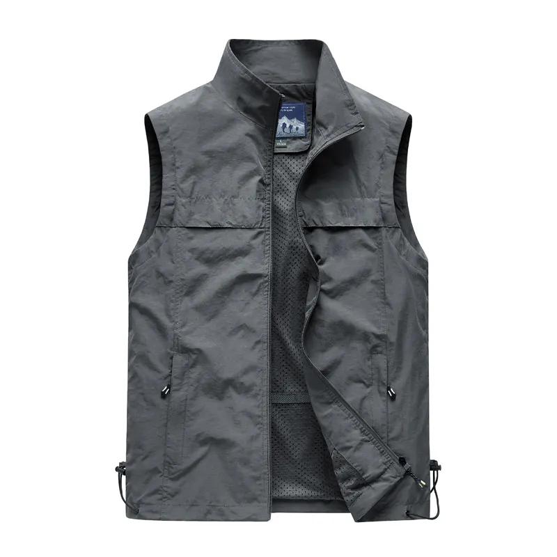 Men's Lightweight Stand Collar Zip Up Vest with Mesh Lining Outdoor Sleeveless Jacket for Hiking Travel