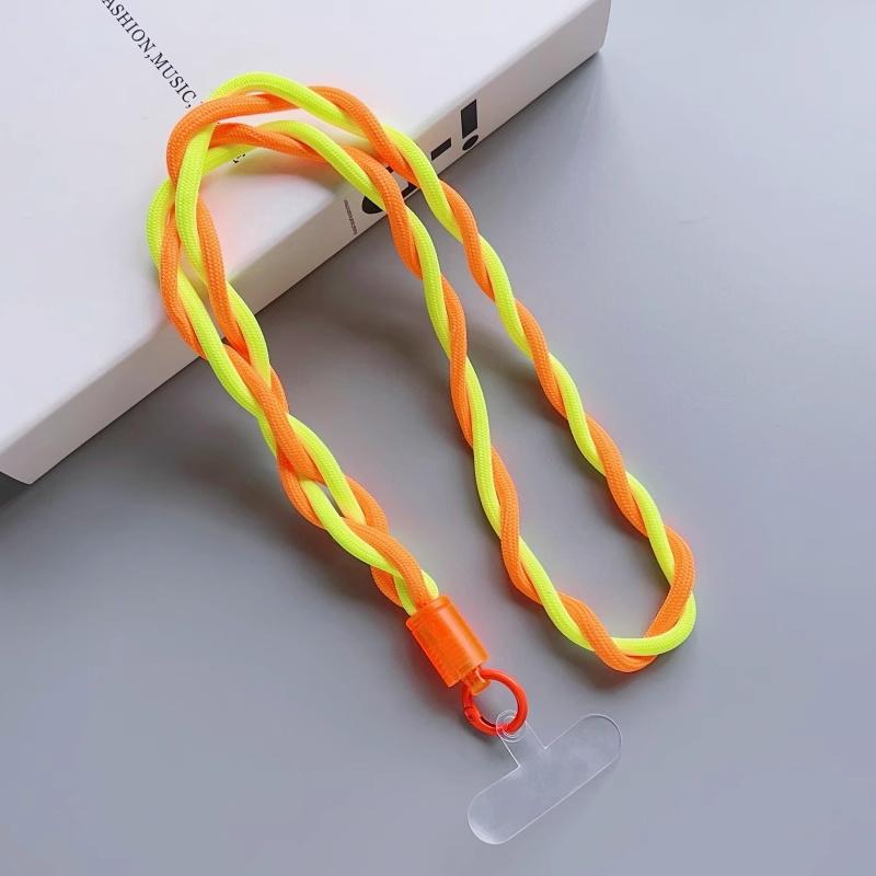 110cm Phone Lanyard Dual Color Twisted Mobile Phone Neck Strap with Clear Tether Tab