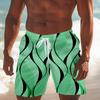 Men's Geometric Line Swim Trunks Swim Shorts Board Shorts Mid Waist Streetwear Hawaiian Vacation Drawstring Mesh Lining Elastic Waist