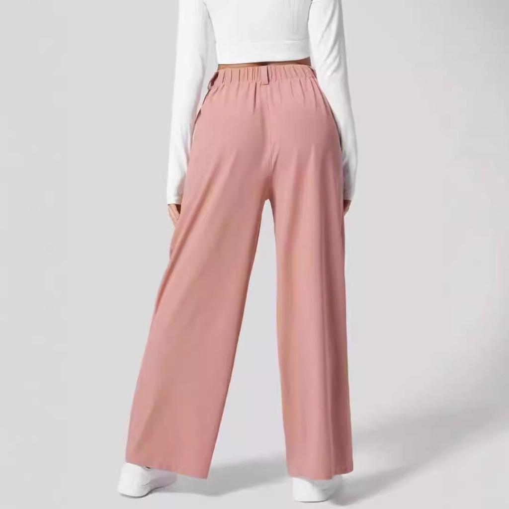 Nové podzimní a zimní jednobarevné dámské ležérní kalhoty s vysokým pasem, všestranné a pohodlné, s rovnými nohavicemi