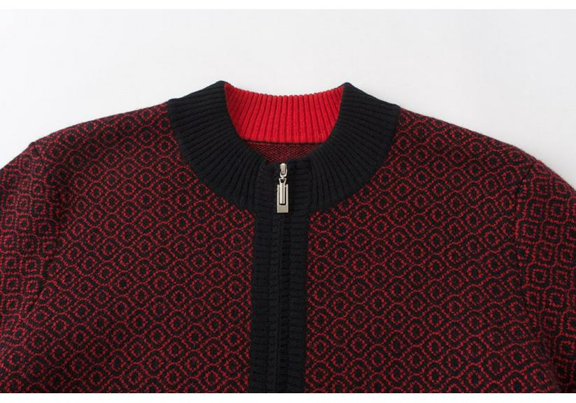 Stylish Thickened Wool Stand-Up Collar Cardigan for Middle-aged & Elderly Moms – Autumn/Winter Loose Zipper Knit Sweater Coat