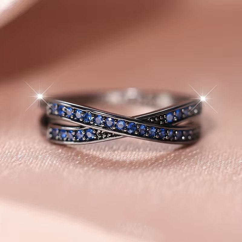 Cross-band diamond ring, shining exquisite, suitable for Independence Day, daily wear, fashionable and versatile