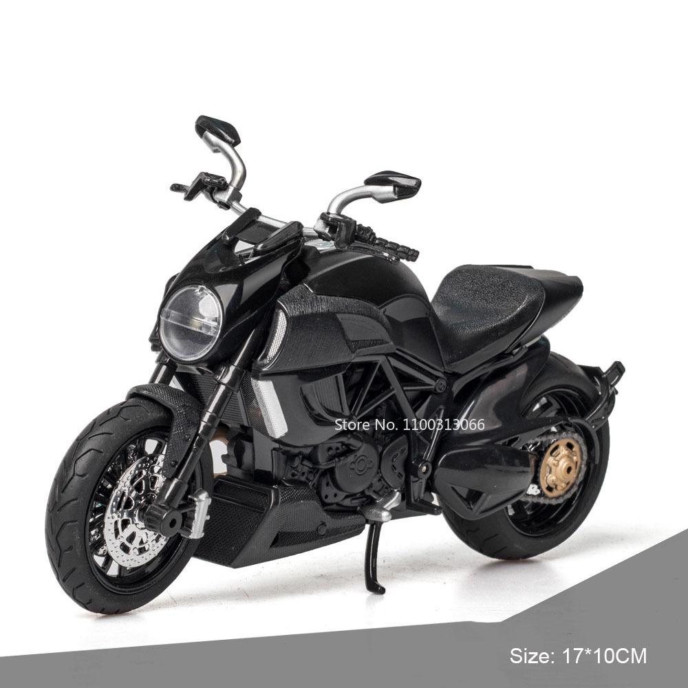 1:12 Kawasaki Ninja H2R Diavel Motorcycles Toy Car Model Light Sound Shock Absorption Miniature Vehicle for Child Birthday Gifts