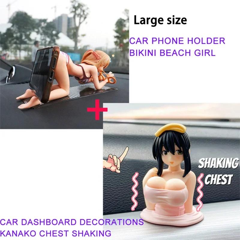 Japanese Cute Car Decor Anime Figure Phone Holder Air Vent Mount Dancing Character Bikini Bunny Girl Dashboard Ornament