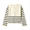 New Laid-back Striped Knitted Sweater for Women in Autumn and Winter, Loose and Versatile Sweater Coat, Shawl and Two Pieces
