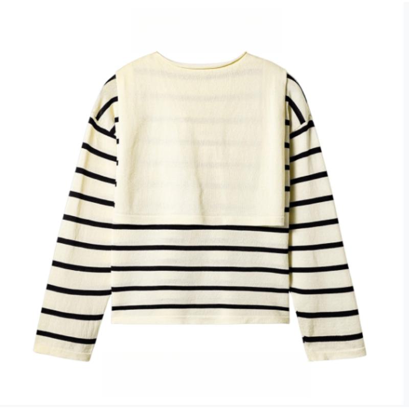 New Laid-back Striped Knitted Sweater for Women in Autumn and Winter, Loose and Versatile Sweater Coat, Shawl and Two Pieces