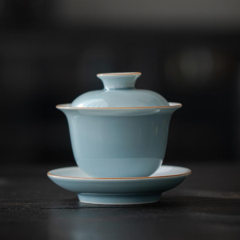 Ceramic Teacup White Porcelain Tea Tureen Handmade Solid Bowl Chinese Kung Fu Gongfu Gaiwan Retro Teaware Drinkware Tea Ceremony