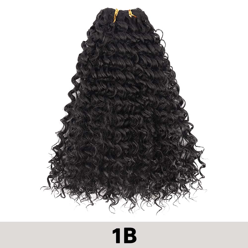 MISS WIG Synthetisches langes lockiges Clip-In-Haar, Wasserwellen-Verlängerung, Flechthaar, Ozeanwellen-Haar für Frauen
