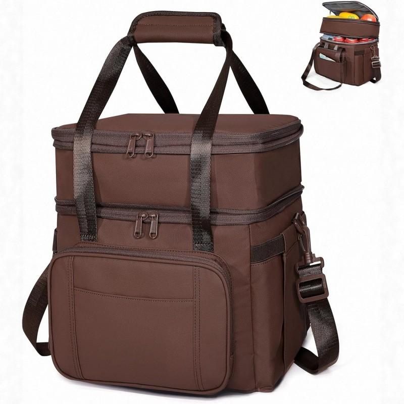 Insulated Lunch Bag Double-Layer Leakproof Cooler Tote Crossbody Handheld Work Outdoor Picnic Travel