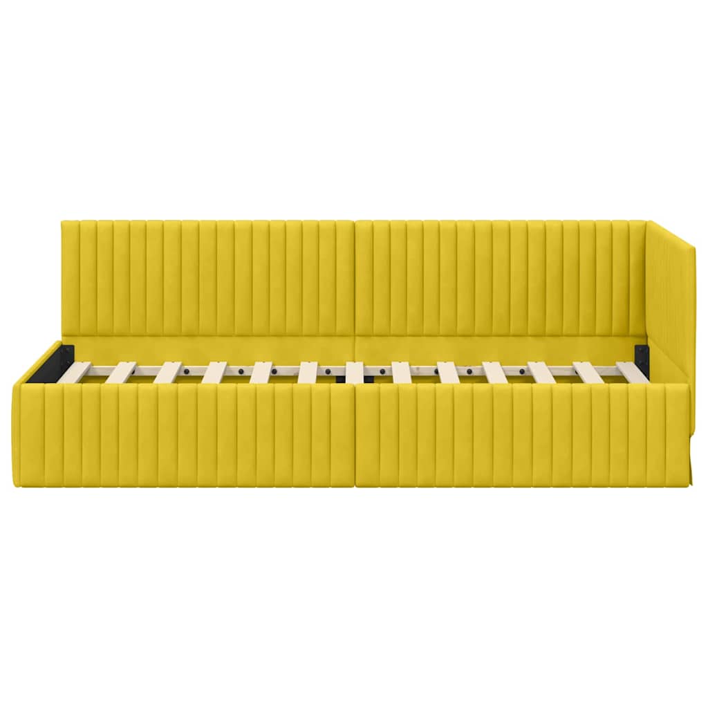 L Shaped Bed Frame with Headboard Yellow 80 Cm X 200 Cm Velvet