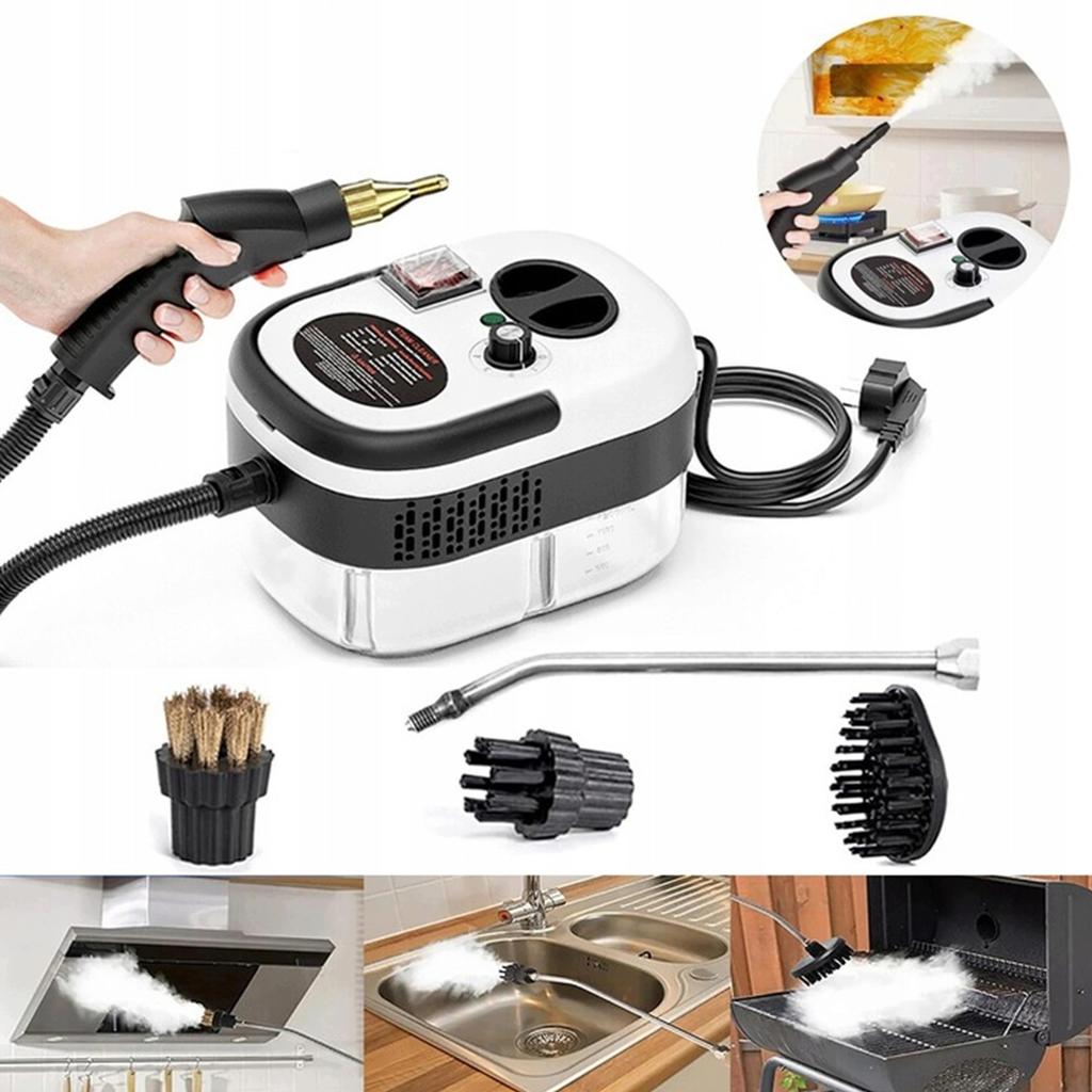 2-in-1 Cleaning Set with Steam Cleaner and 9-in-1 Rotating Brush Accessories