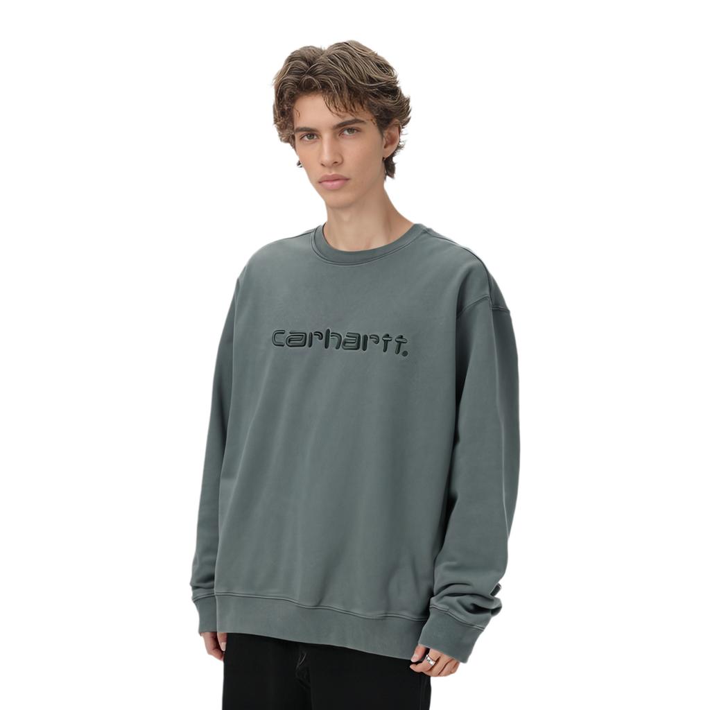 Carhartt WIP Embroidered Washed Vintage Pullover Sweatshirt Men Sweatshirts Gray-Green CHXSWA202007F-GRD