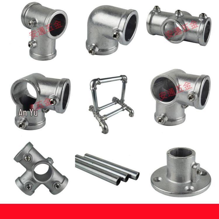 Stahlrohrverbinder, Runde Aluminiumlegierungsbasis, 6-Punkt-Rohrverbindungen, 1-Zoll Verzinkte Rohr-T-Stück-Befestiger (20/25/32 mm).