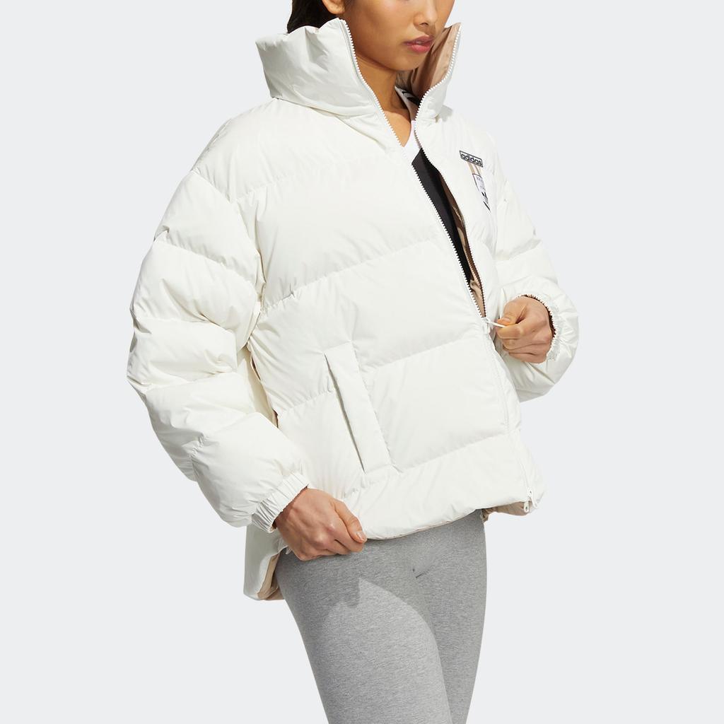 Adidas Oryginalna dwustronna kurtka z nylonu z puchem kaczym i stójką damska odzież wierzchnia w kolorze białym HS9500