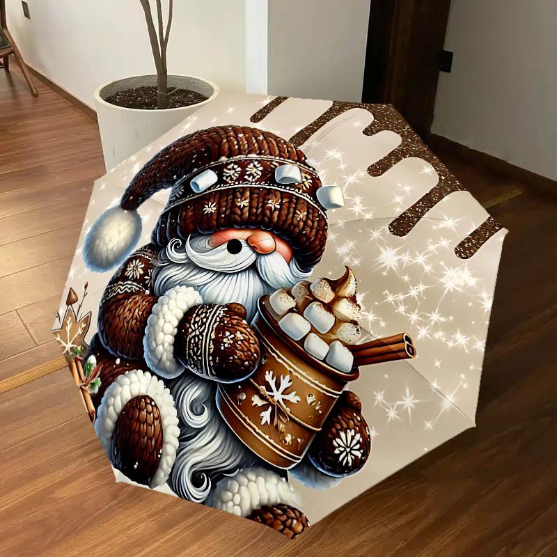 1PC Christmas Gnome Umbrella-8-Rib Reinforced Portable Folding Travel Suitable for All Seasons Outdoor Daily Use-H0395