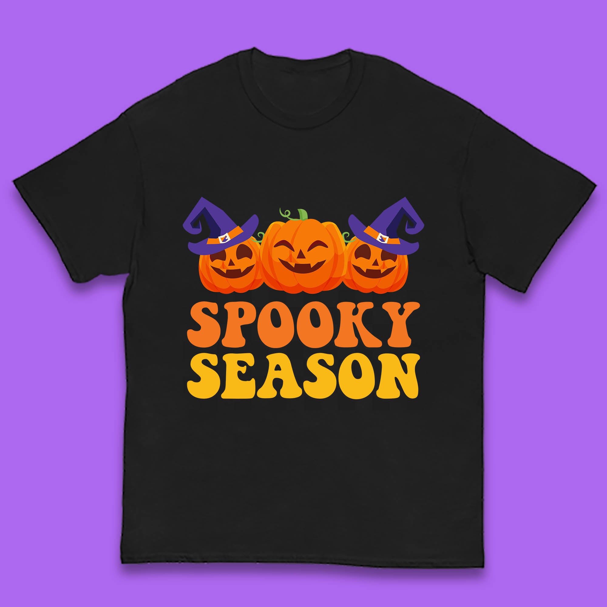 Spooky Season Halloween Jack-O-Lantern Pumpkins Spooky Vibes Kids T Shirt 140