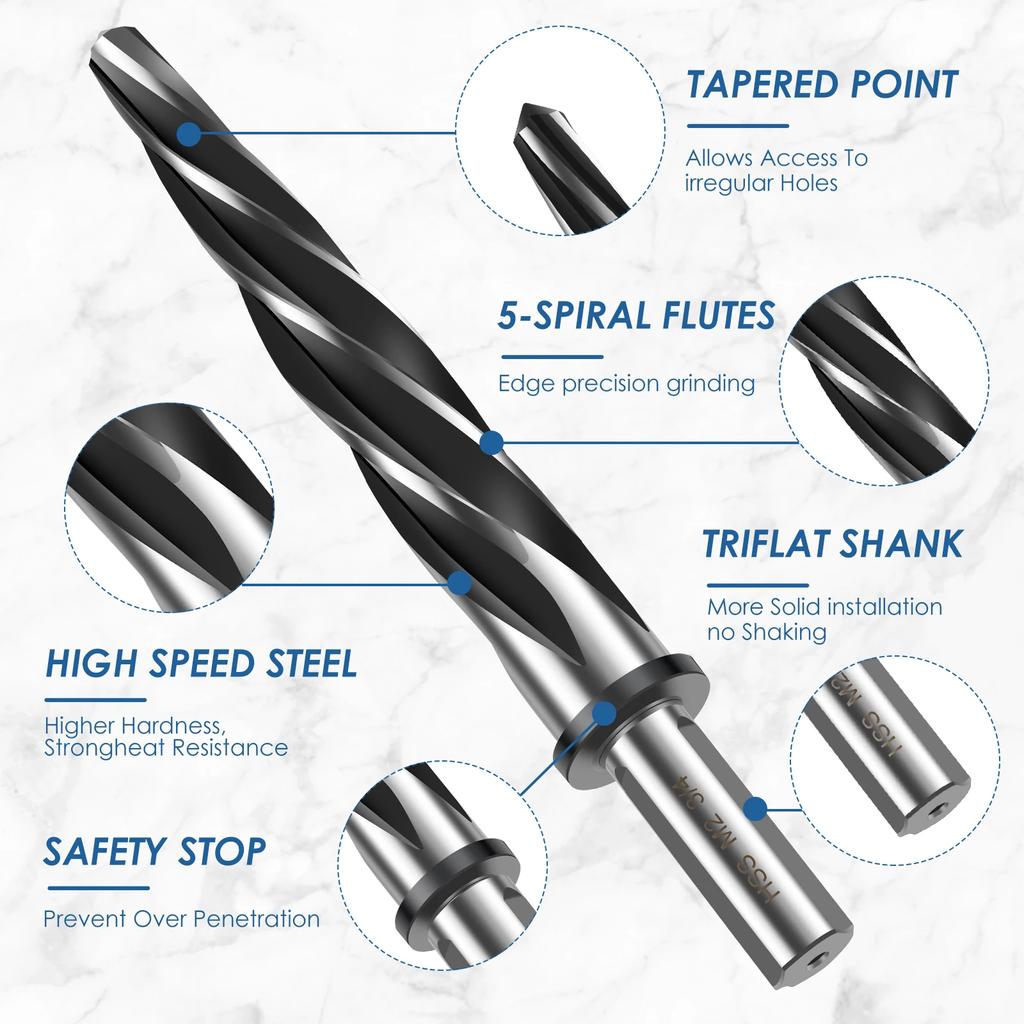 Bridge Construction Reamer Drill Bit 5/8inch 3/4inch 1/2inch Taper Chucking Reamer Car Reamer Enlarge Hole Drill Bit