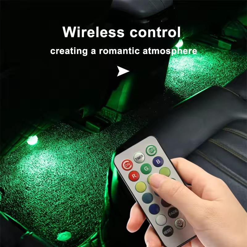Automotive Roof Light Car Interior Ambient Light Remote Control Adhesive Wireless LED Lights Atmosphere Decoration Lamp