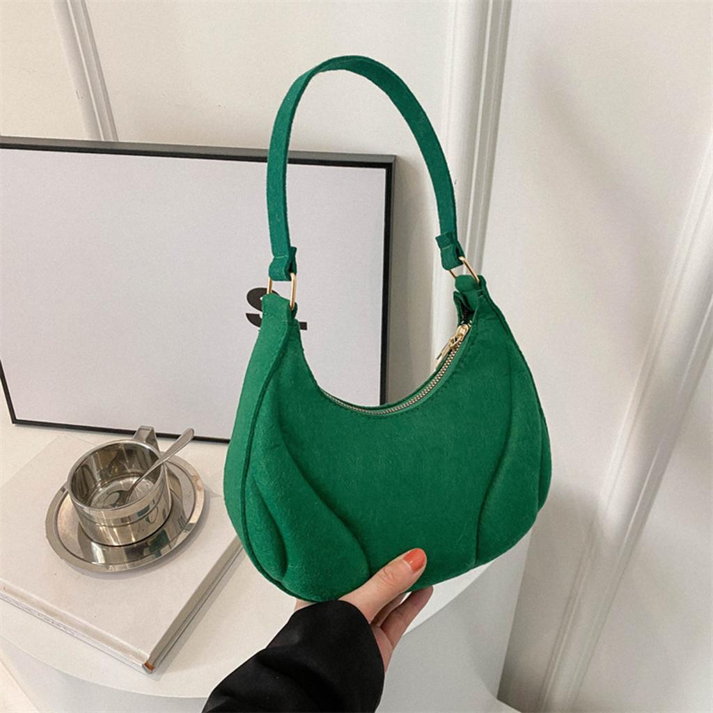 Yousheng Damen Schultertasche Knödelform Filztasche Reißverschluss Einfarbig Große Kapazität Pendler Geldbörse für Schule Party Reise Straße Urlaub