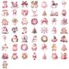 50 Pink Christmas Stickers: Cartoon Graffiti for Phone Cases & Scrapbooks, Waterproof & Adhesive