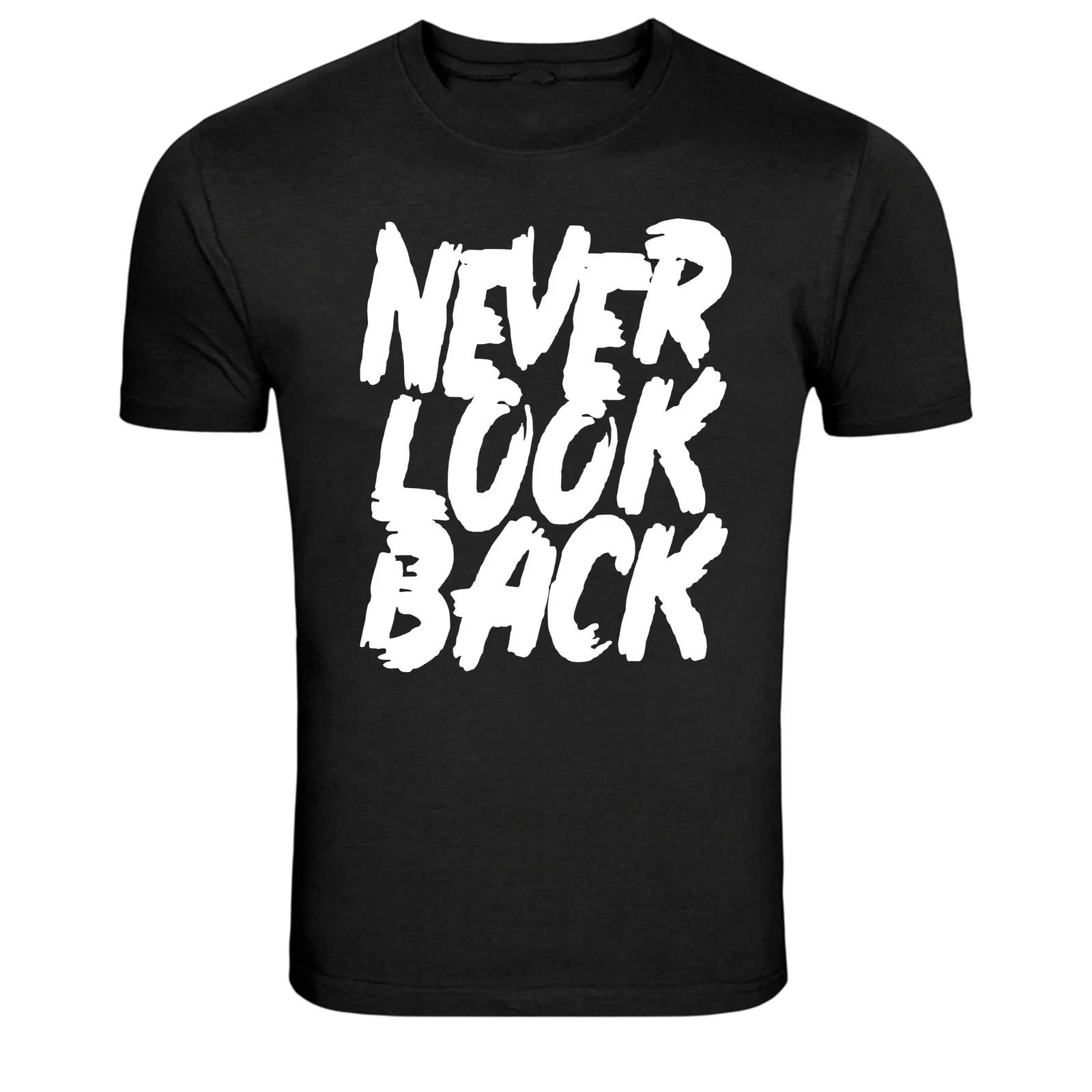 Never Look Back Bold Typography Graphic T-Shirt Motivation XXL