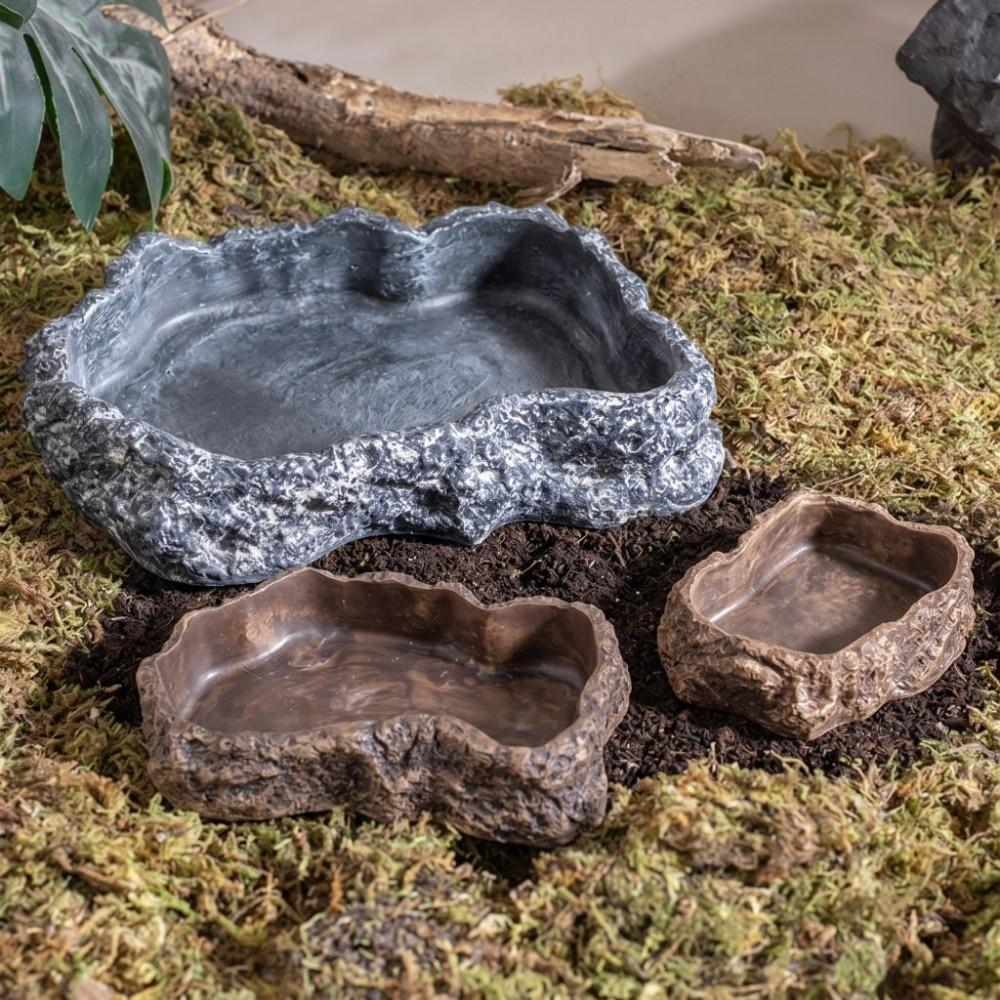 Anti-slip Climbing Pet Food Bowl Realistic Stone Reptile Food Bowl Mini Pet Water Dish Gecko