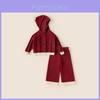 Girl Winter Knit Set With Hood And Long Pants For Kids Age 3 To 8