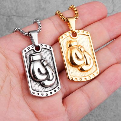 Boxing Gloves Boxer Tag Men Necklaces Pendants Chain Punk for Boyfriend Male Stainless Steel Jewelry Creativity Gift Wholesale