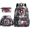 Demon Slayer Anime Print School Backpack Set 3Pcs Include Backpack Shoulder Bag Pencil Case for Boys Girls Students