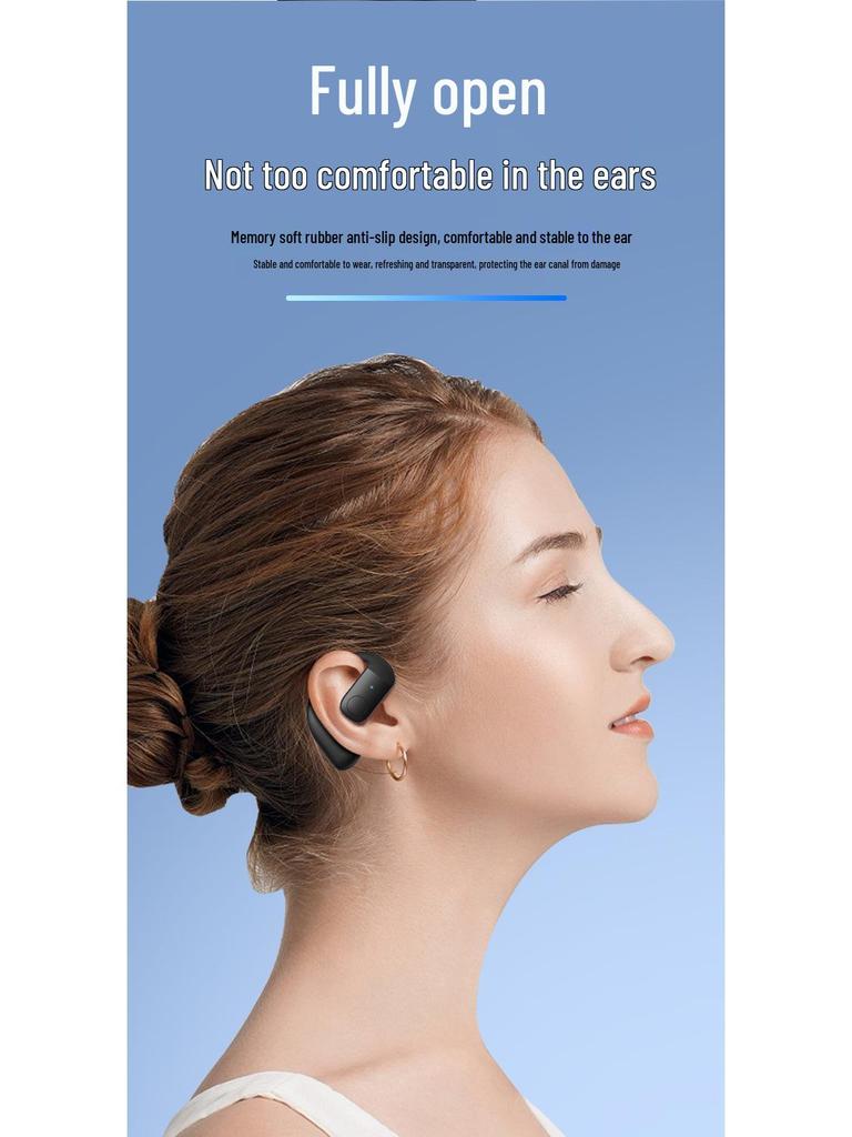 Wireless Non-In-Ear Bluetooth Earphones with Anti-Drop Design, Long Battery Life, and Noise Reduction