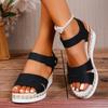 Summer new women's wedge heel platform sandals large size one word fish mouth wedge heel sandals