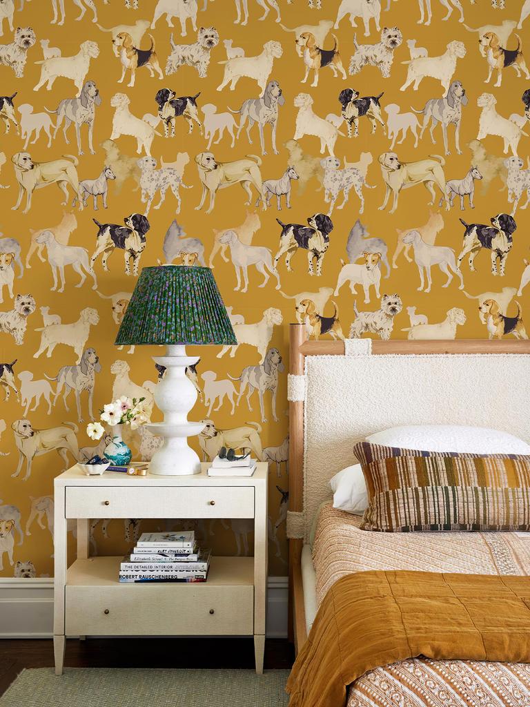 Pink Dogs Vinyl Peel And Stick Wallpaper Waterproof Self Adhesive Wall Cabinet Sticker Chic Animal Cute Kid Room Wall Decoration