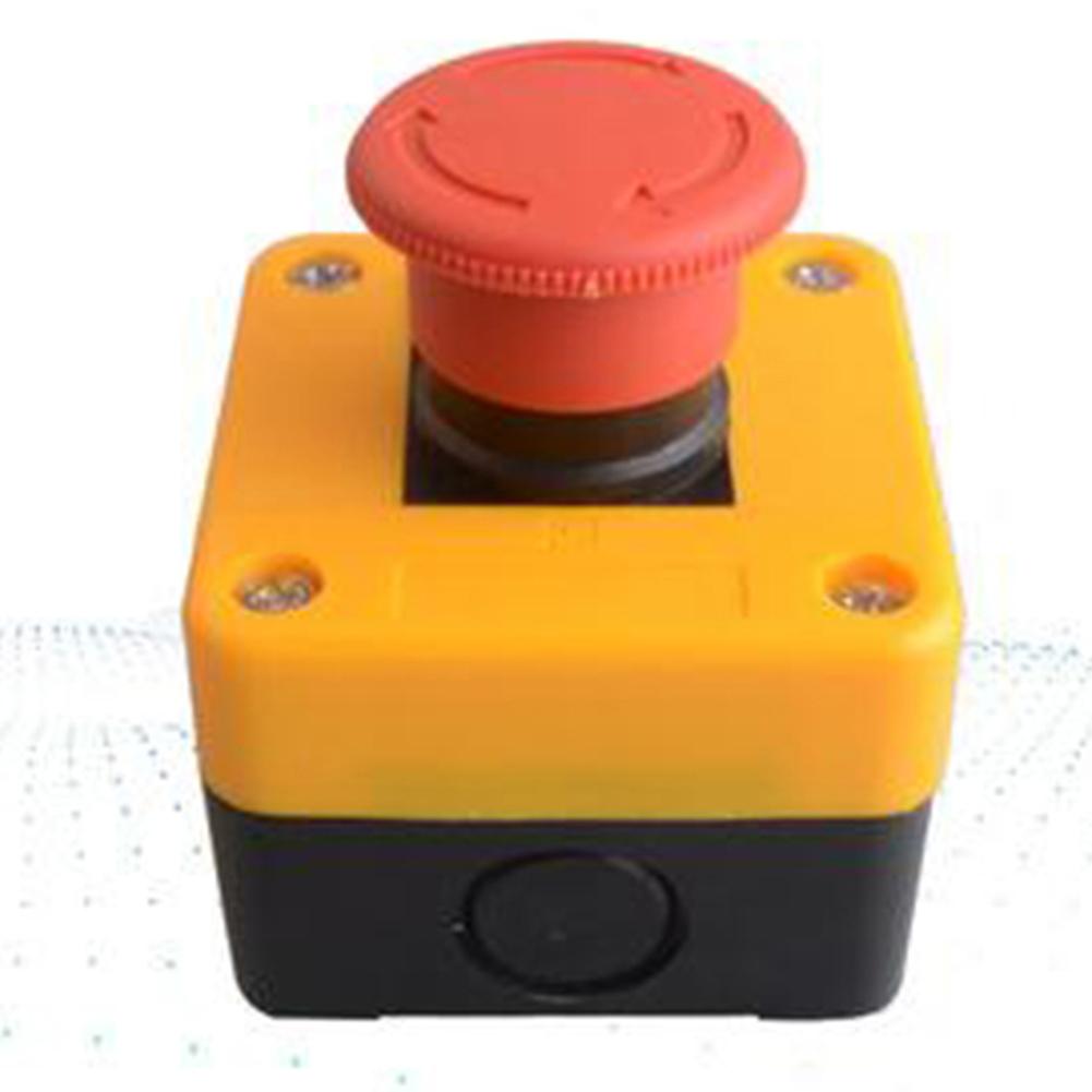 1pc 22mm Push Button Switch Waterproof Red Mushroom-shaped Plastic Stop Button Switch For Automatic Control Circuits