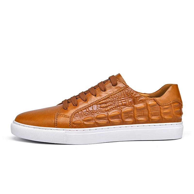 Men's Shoes Summer Business Board Shoes Men's Genuine Leather Crocodile Pattern Casual Shoes European Station Dress Large Size Leather Shoes Men