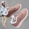 WTEMPO 2026 Winter New Velvet White Shoes Women's Korean Version Lace Up Casual Sports Cotton Shoes Leather Face Student Shoes Snow Boots