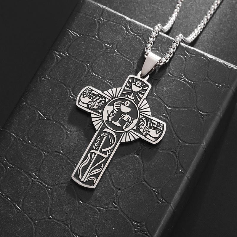 New Eucharistic Halo Grape Juice Cross Necklace for Men and Women Holy Spirit Church 60CM
